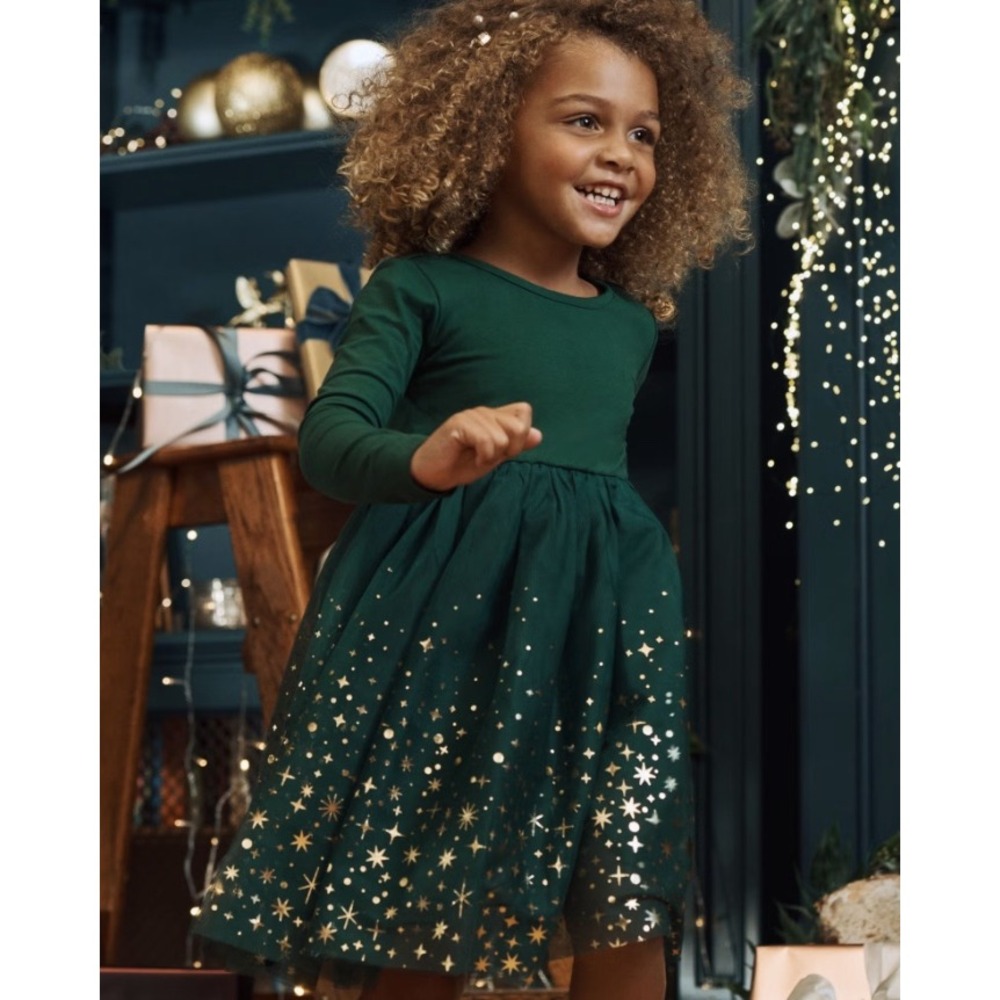 Hanna Andersson Girls Long Sleeve Shimmer Tulle Ballet Dress Holiday Size 12